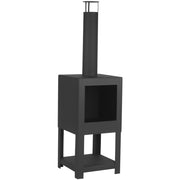 Esschert design tuinhaard met houtopslag zwart ff410 - afbeelding 1