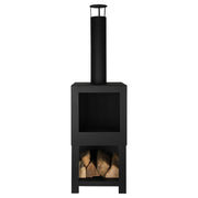 Esschert design tuinhaard met houtopslag zwart ff410 - afbeelding 3