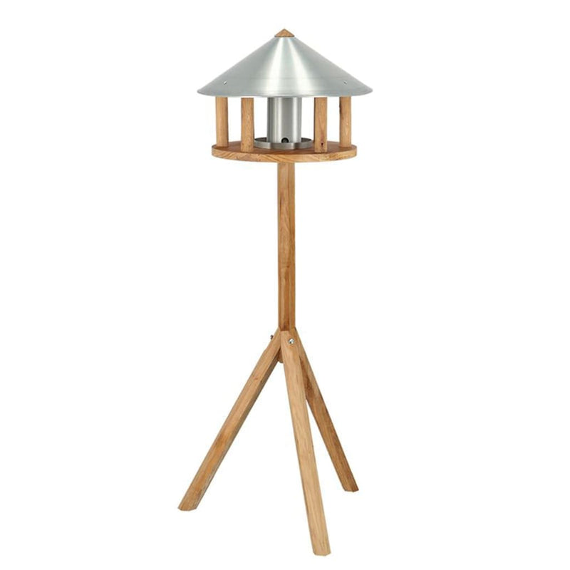 Esschert design vogelvoederhuisje met silo en rond dak zink