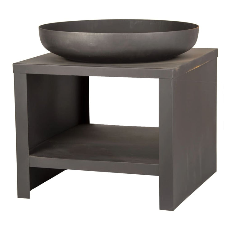 Esschert Design Esschert Design Vuurschaal met houtopslag 62 cm zwart