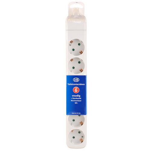 Vb 41134 tafelcontactdoos 6-voudig + ra zonder snoer wit
