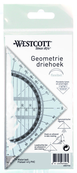 Kangaro Kangaro K-20837726 Geodriehoek Onbreekbaar 14 cm Transparant