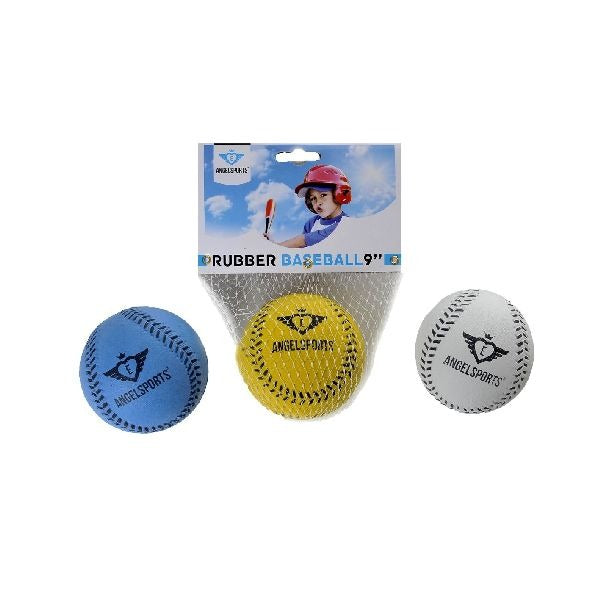 Engelhart rubber honkbal 9 , kleur geel in net