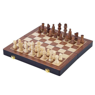 Engelhart essenhouten schaakspel opklapbaar - 30x30x5,5cm
