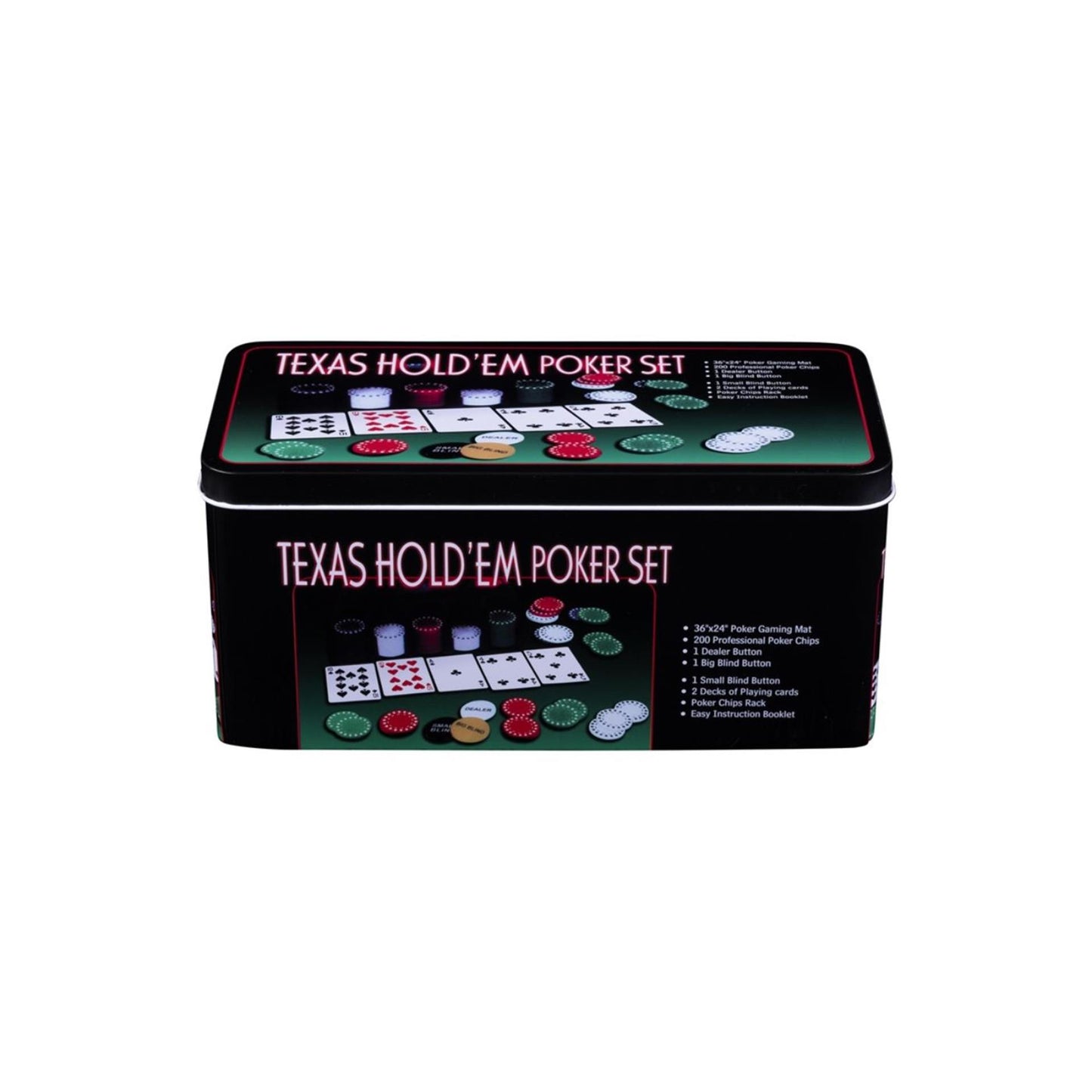 Engelhart pokerset met kaarten, kleed en 200 chips (4 gram) in doos