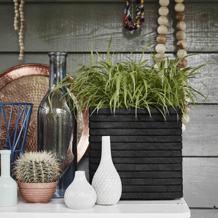 Capi plantenbak nature row vierkant 40x40 cm zwart kblro903