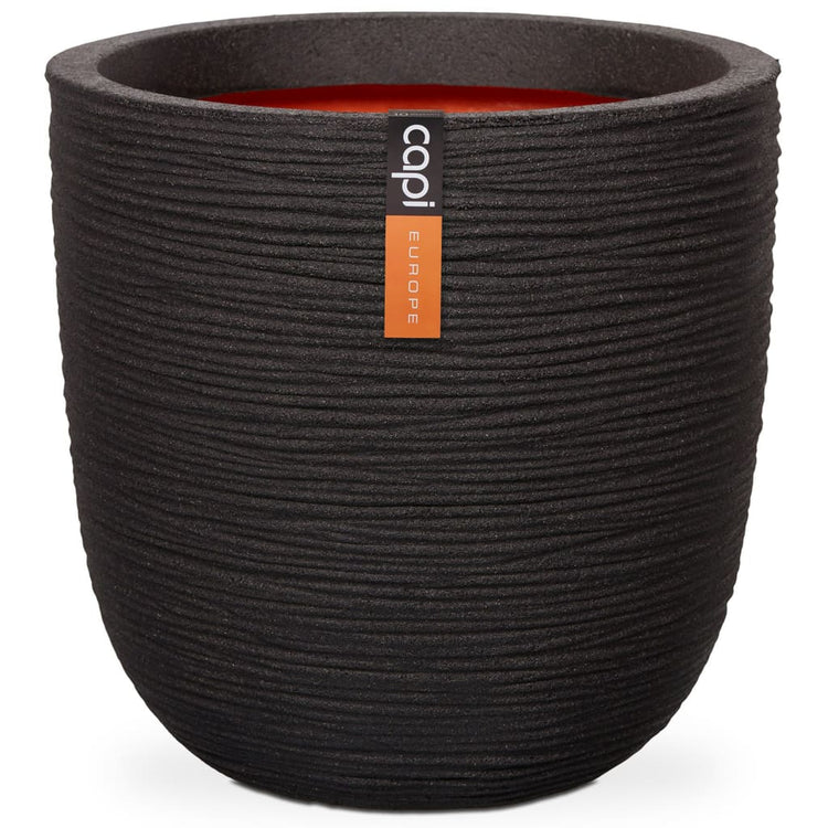 Capi bloempot nature rib 35x34 cm zwart kblr932