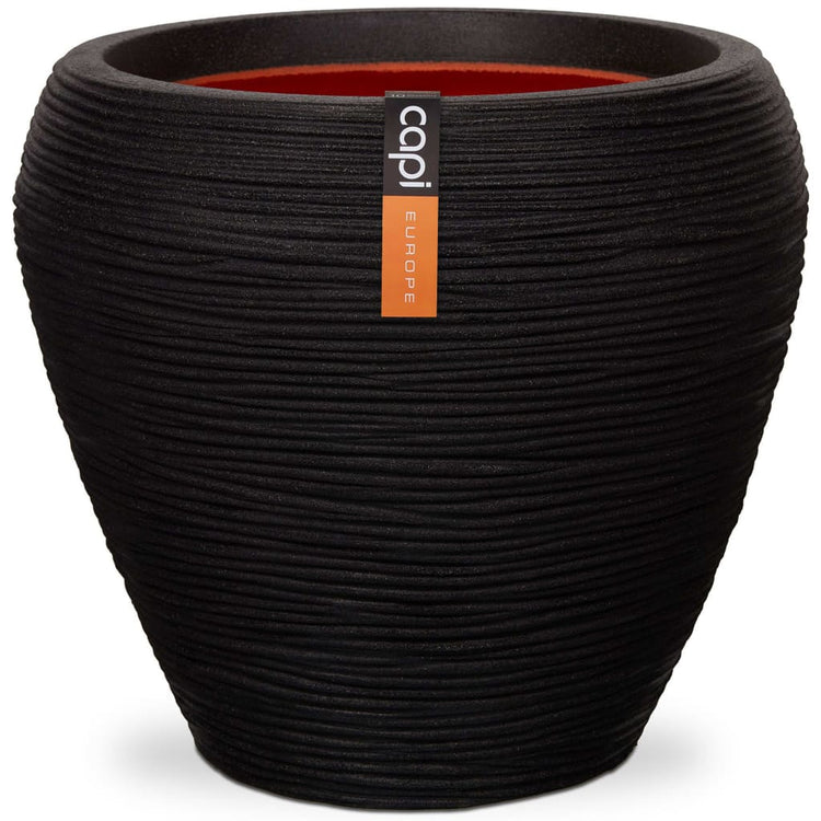 Capi bloempot nature rib taps 42x38 cm zwart kblr362