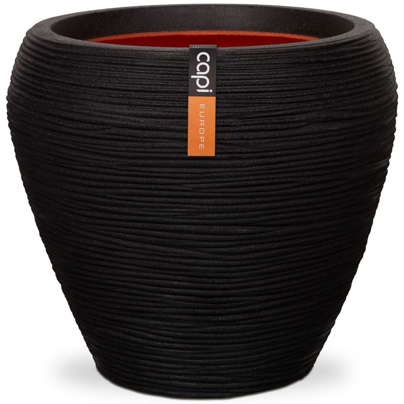 Capi bloempot nature rib taps 42x38 cm zwart kblr362