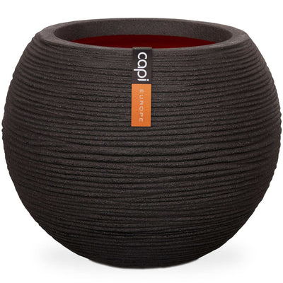 Capi bloempot nature rib bolvormig 62x48 cm zwart kblr271