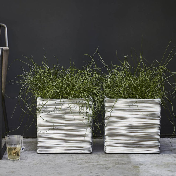 Capi plantenbak nature rib vierkant 40x40 cm ivoorkleurig kofi903