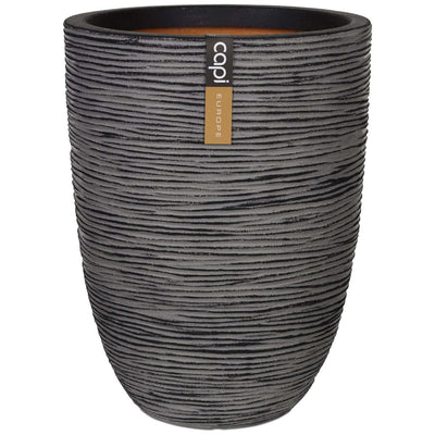 Capi bloempot nature rib elegant laag 36x47 cm antraciet kofz782
