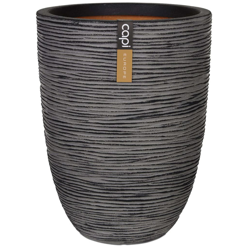 Capi bloempot nature rib elegant laag 36x47 cm antraciet kofz782