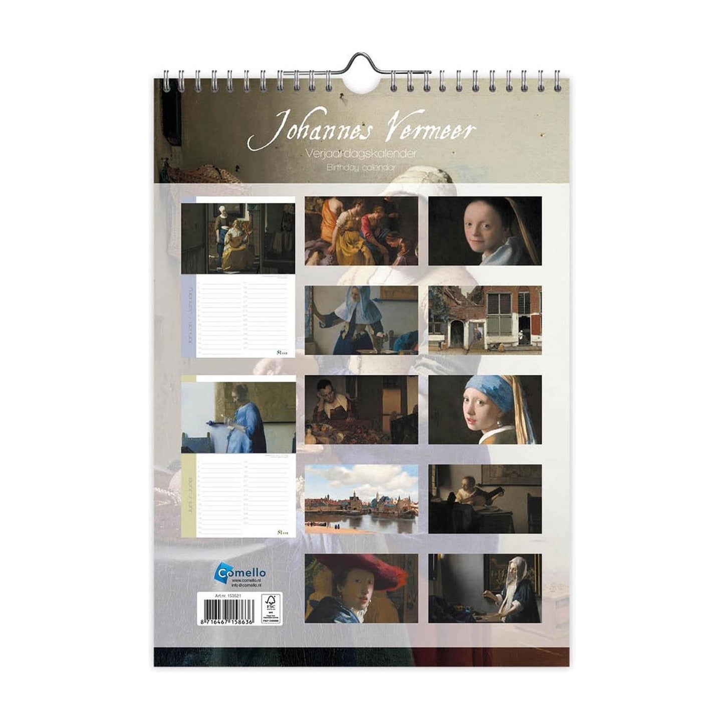 Comello verjaardagskalender johannes vermeer a4