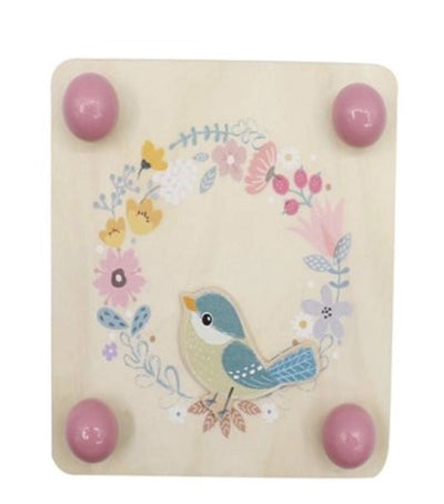 Houten bloemenpers vogel. 3+
