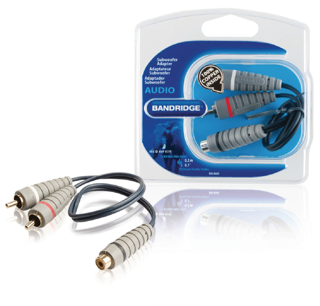 Bandridge Bandridge BAL4600 Subwooferkabel 2x Rca Male Rca Female 0.20 M Blauw