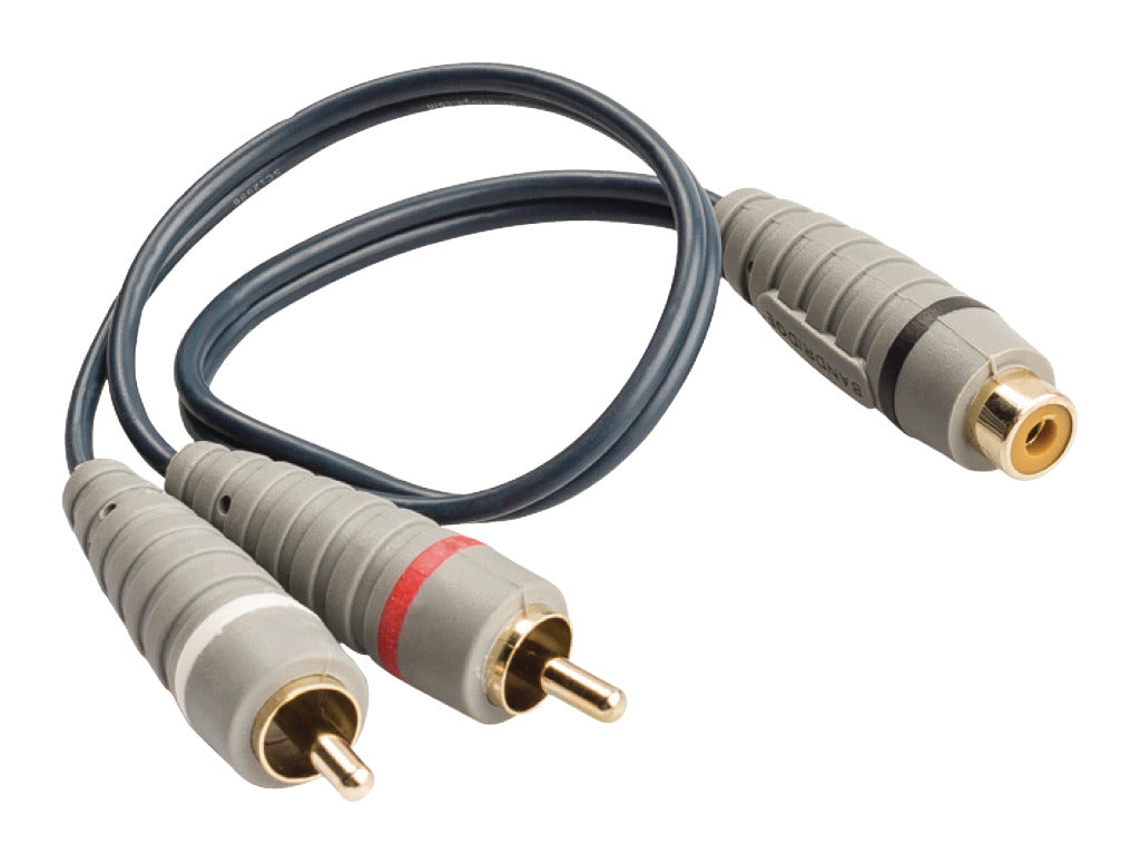 Bandridge bal4600 subwooferkabel 2x rca male - rca female 0.20 m blauw