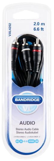 Bandridge val4202 stereo audiokabel 2x rca male - 2x rca male 2.00 m zwart - afbeelding 3