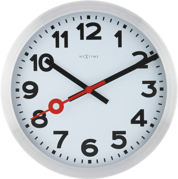 Nextime ne-3999ar wandklok dia. 35 cm, geborsteld aluminium, #039;station #039;