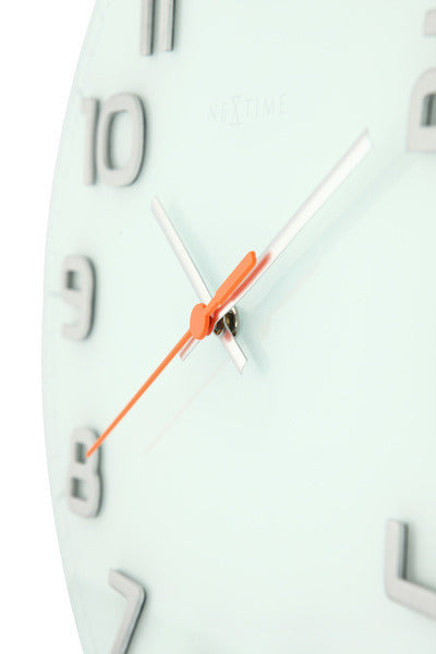 Nextime nextime ne-8817wi wandklok dia. 30 x 3.5 cm, glass, white, 'classy round'