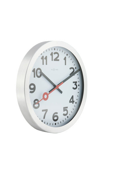 NeXtime NeXtime NE-3998AR Wandklok Dia. 19 Cm, Geborsteld Aluminium, 'Station'