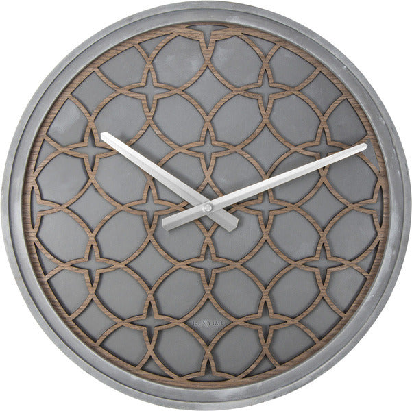 Nextime ne-3212br wandklok dia. 39.5 cm, polyresin hout, grijs