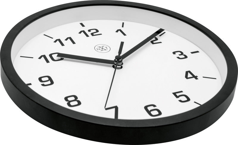 Nextime nx-7321zw wandklok nxt diameter 20cm kunststof zwart, witte wijzerplaat