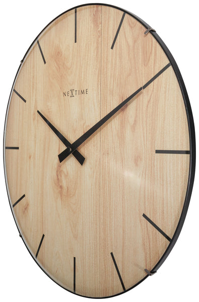 NeXtime NeXtime NE-3249 Wandklok Edge-Wood-Dome Dia 35cm Kunststof Licht Bruin