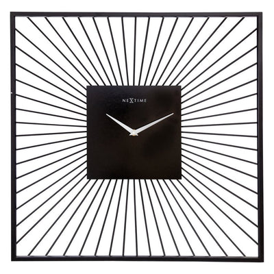 Nextime wandklok vierkant 45x45x15 cm zwart metaal