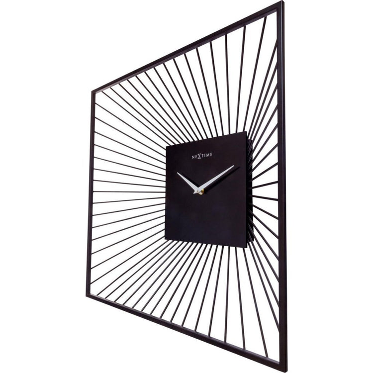 Nextime wandklok vierkant 45x45x15 cm zwart metaal
