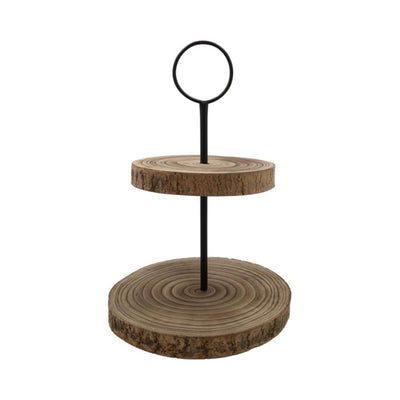 Hbx natural living etagere hout 2-laags h38d33cm