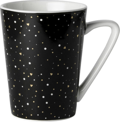 Dutch rose loft zwart-wit mok zwart met glitters 31 cl