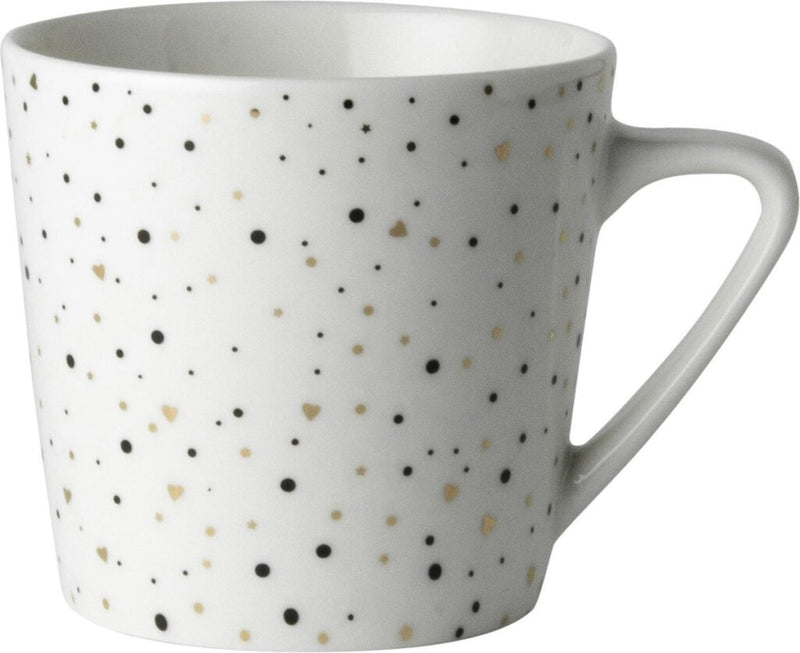 Dutch rose loft zwart-wit koffiemok wit met glitters 20cl