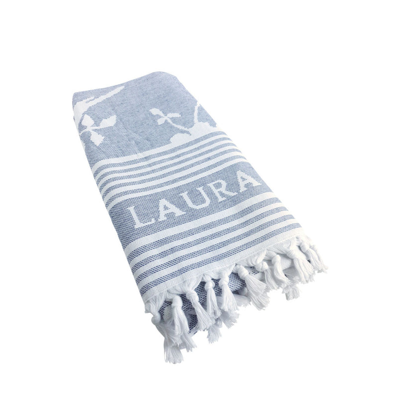 Laura ashley hamamdoek elveden midnight 90x180 cm blauw wit
