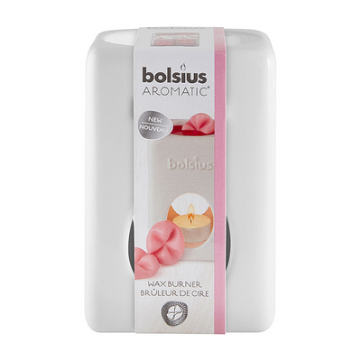 Bolsius aromatic waxbrander square wit