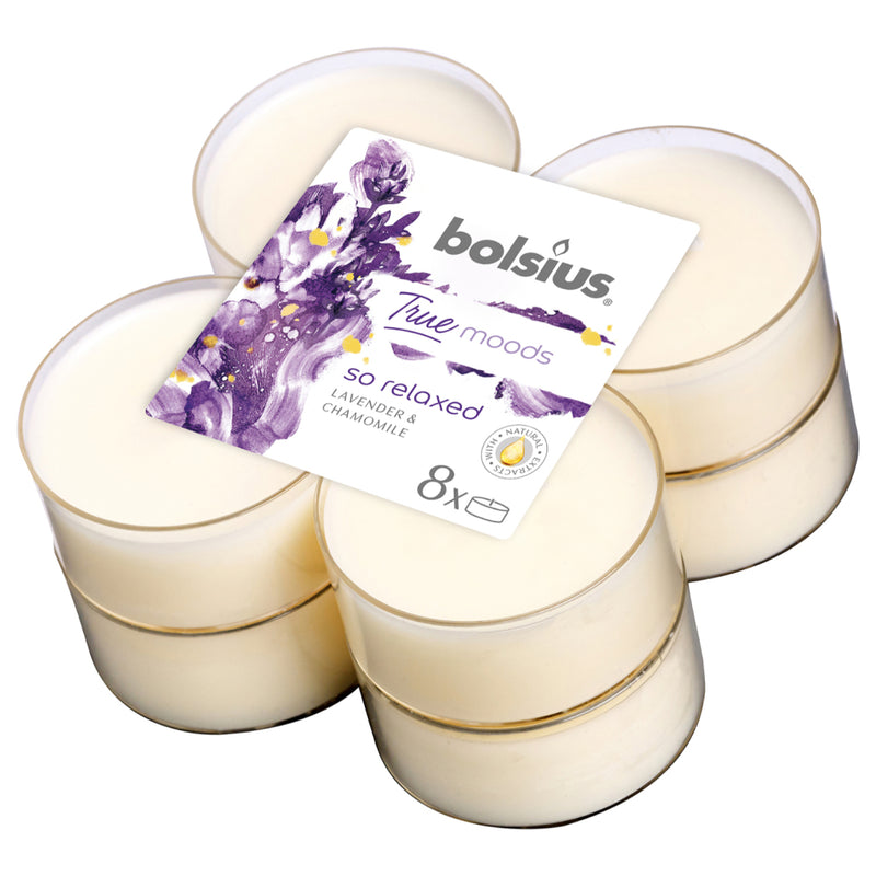 Bolsius true moods maxilichten lavendel-kamille 8 stuks