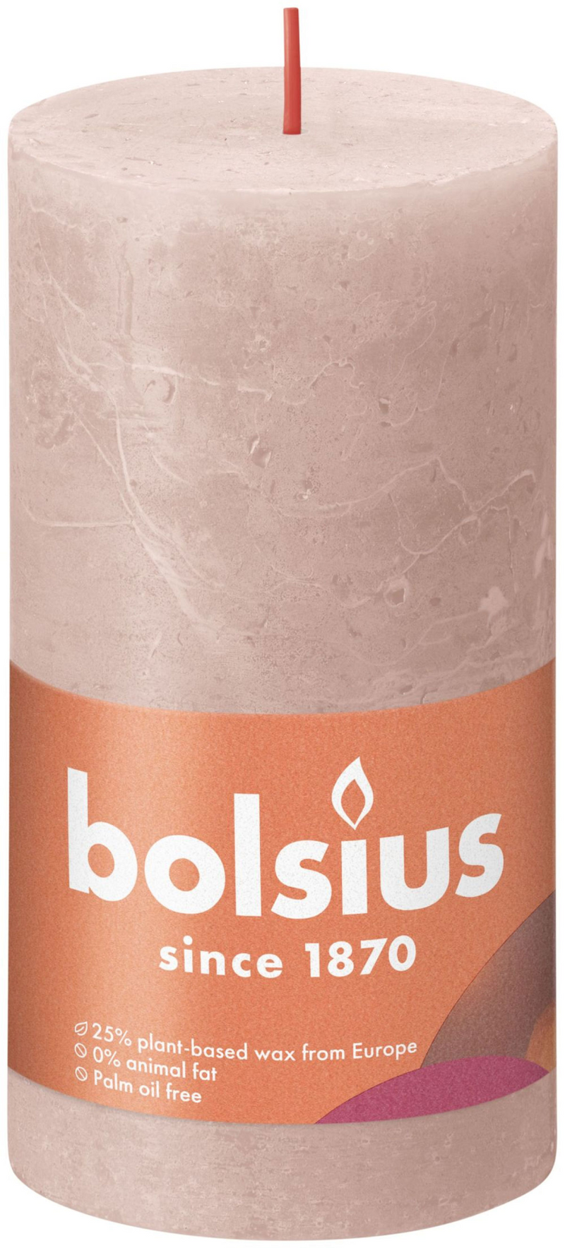 Bolsius rustiek stompkaars 130 68 - misty pink
