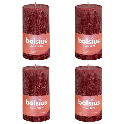Bolsius Bolsius Stompkaarsen Shine 4 st rustiek 130x68 mm fluweelrood