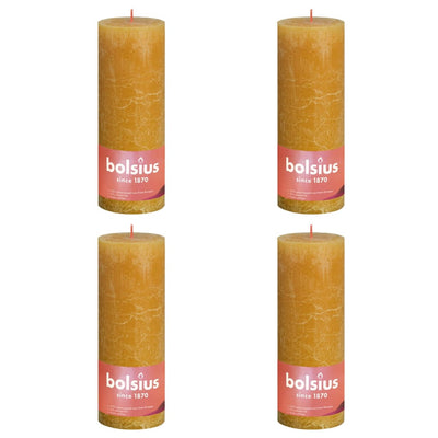 Bolsius Bolsius Stompkaarsen Shine 4 st rustiek 190x68 mm honinggeel