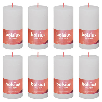Bolsius Bolsius Stompkaarsen Shine 8 st rustiek 100x50 mm wolkenwit