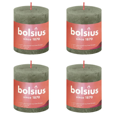 Bolsius Bolsius Stompkaarsen Shine 4 st rustiek 80x68 mm fris olijfkleurig