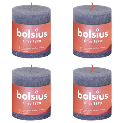Bolsius Bolsius Stompkaarsen Shine 4 st rustiek 80x68 mm schemerblauw