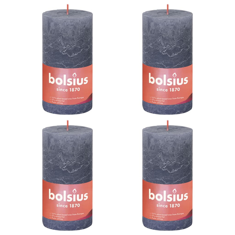Bolsius Bolsius Stompkaarsen Shine 4 st rustiek 130x68 mm schemerblauw