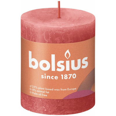 Bolsius rustieke stompkaars 8x6,8 cm blossom pink