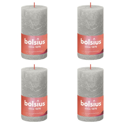 Bolsius bolsius stompkaarsen shine 4 st rustiek 130x68 mm zandgrijs
