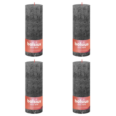 Bolsius Bolsius Stompkaarsen Shine 4 st rustiek 190x68 mm stormgrijs
