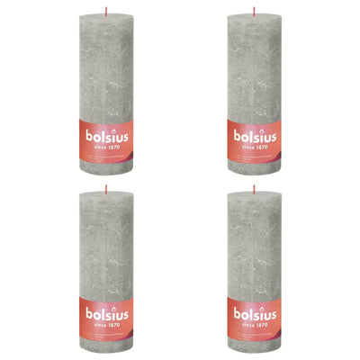 Bolsius Bolsius Stompkaarsen Shine 4 st rustiek 190x68 mm zandgrijs