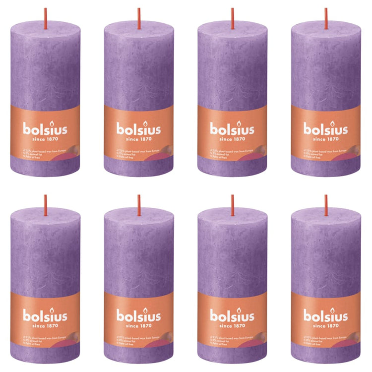 Bolsius Bolsius Stompkaarsen Shine 8 st rustiek 100x50 mm levendig violet