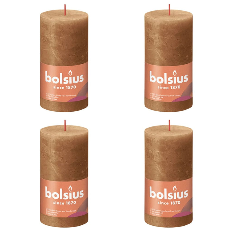 Bolsius Bolsius Stompkaarsen Shine 4 st rustiek 130x68 mm spice brown