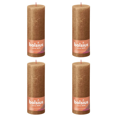 Bolsius Bolsius Stompkaarsen Shine 4 st rustiek 190x68 mm spice brown
